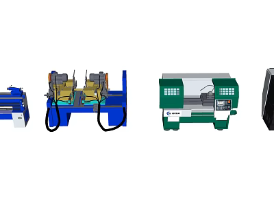 Various Industrial Equipment Including Lathe Bending Machine and Metal Processing Tools 3d model