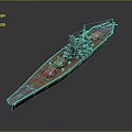 Warship Displaying Long Deck Turrets Hull Structure And Naval Military Architecture Design