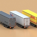 Container Container Truck Express Vehicle Postal Vehicle Logistics Vehicle Freight Truck Truck Collection Card 3d model