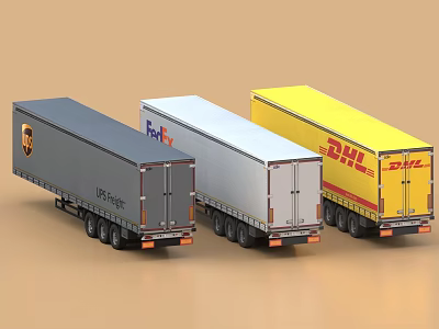Industrial Equipment Freight Trucks Grey White Yellow Logistics Transport Cargo Vehicles 3d model