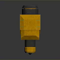 Futuristic 3D Model Weapon with Orange Gray Design M2 Marking and Blue Accents