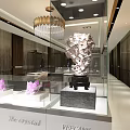 Modern Elegant Sales Office Interior Design With Glass Display Cases And Agate Slices