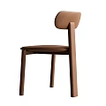 Modern Brown Wooden Dining Chair With Curved Backrest And Simple Design