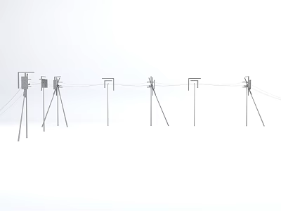 Sturdy Metal Road Facilities With Street Lamps Utility Poles And Signal Structures 3d model