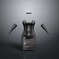 Elegant Silver Dress With Fitted Design Sleeves And Belt For Daily Living Use