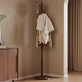 Cozy Home Entryway With Wooden Coat Rack Hanging Clothes Cabinet Vase Plant And Curtain