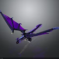 Vibrant Purple Blue Fantasy Dragon Character With Large Wings Flying In 3D Render
