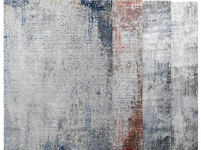 Modern Abstract Square Rug with Gray Blue Red Textured Patterns for Living Room Decor 3d model