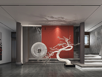 New Chinese-style foyer Club Hall 3d model