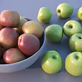 Fresh Red Apples in a Bowl with Green Apples Scattered on Gray Surface