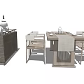 Modern Wooden Dining Table Set With Chairs Table Runner Sideboard And Decorative Items 3d model