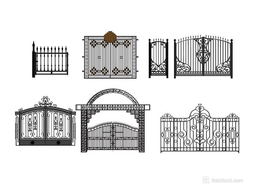 Iron Gate Collection With Various Intricate Patterns And Decorative Architectural Styles 3d model