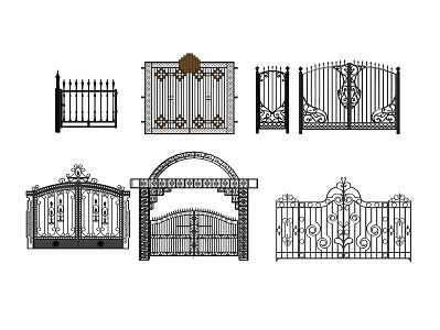 European-style gate outdoor wrought iron gate 3d model