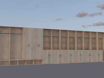 Modern Wooden Wine Cabinet With Open Shelves And Multiple Storage Compartments 3d model