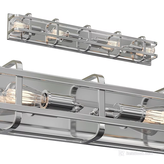 Modern Industrial Wall Sconce Featuring Metal Frame Clear Glass Shade And Exposed Filament Bulbs 3d model 