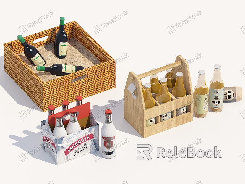 Beer Storage Basket Wine Storage Box Wine Box Wine Packaging Wooden Rack Storage Box model