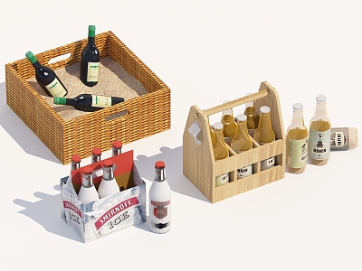 Beer Storage Basket Wine Storage Box Wine Box Wine Packaging Wooden Rack Storage Box 3d model