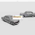 Two Vintage Gray Car Models Displayed on White Background with Classic Design 3d model