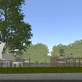 Garden Landscape Design With Lush Green Trees Shrubs And Natural Outdoor Scenery