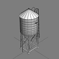 Old Wooden Water Tower With Metal Support Structure And Ladder