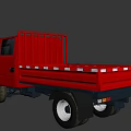 Red Utility Vehicle With Double Cab And Flatbed For Cargo Transport Needs 3d model