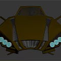 Futuristic Vehicle With Aerodynamic Design Silver Gold Exterior And Blue Lights