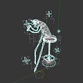Fantasy Creature With Long Legs Sitting On Blue Pink Stool Surrounded By Yellow Stars