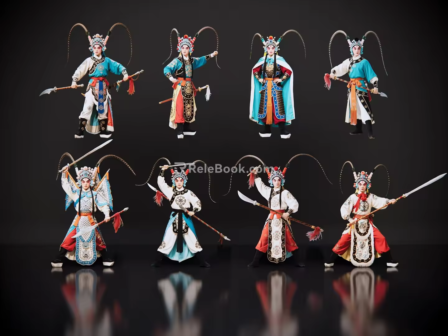 2D Peking Opera Characters Sheng Dan Jing Mo Chou Wu Sheng Drama Characters Local Drama 3d model