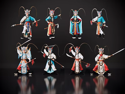2D Peking Opera Characters Sheng Dan Jing Mo Chou Wu Sheng Drama Characters Local Drama 3d model