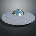 Alien Creature Flying Saucer UFO With Silver Dome Gray Base And Yellow Dots