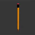 Yellow Pencil with Red Eraser Black Band Sharp Tip Pointing Down Gray Gradient Background 3d model