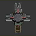 Sci Fi Fortress Structure With Teal Red Accents Tower Platform And Stairs