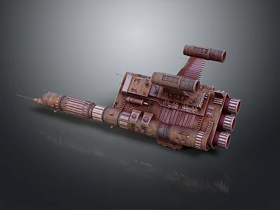 Industrial Style Mechanical Device With Detailed Metal Pipes And Cylindrical Parts 3d model