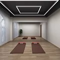 Bright Pilates Fitness Studio With Reformer Machines Wooden Floor And Mirror Walls