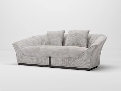 Light Gray Two Seater Sofa with Two Cushions Modern Sleek Upholstered Fabric and Dark Base 3d model