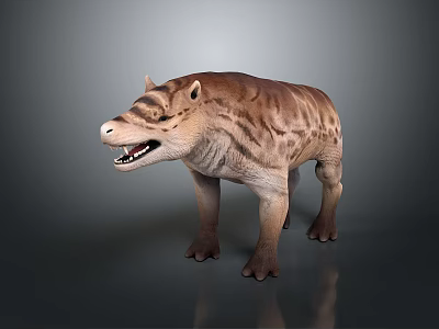Realistic Prehistoric Animal Game Movie Character With Striped Fur Open Mouth And 3d model