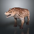 Realistic Prehistoric Animal Game Movie Character With Striped Fur Open Mouth And