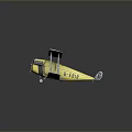 Vintage Style Toy Biplane Model With Yellow Body And Light Blue Wings