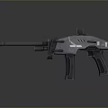 Futuristic Black Rifle With Long Barrel Advanced Sight And Ergonomic Grip Design