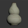 Handcrafted Ceramic Gourd Sculpture with White Base and Red Crackle Texture 3d model
