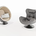 Modern Single Sofa Designs with Beige and Grey Upholstery White Cushion and Black Base