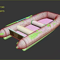 White Inflatable Yacht With Brown Interior Section And Reflective Surface