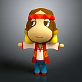 Cartoon Animal Character With Brown Fur Red White Top Blue Pants And Yellow Headband Decorations