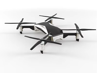 Sleek Black And White Quadcopter Drone With Four Propellers And Modern Design 3d model