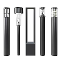 Modern Black Outdoor Pillar Lights With Various Designs And Transparent Lampshades