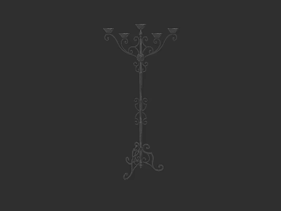 Wrought Iron Chandelier With Intricate Scrollwork Design Multiple Arms And Decorative Base Standing Fixture 3d model