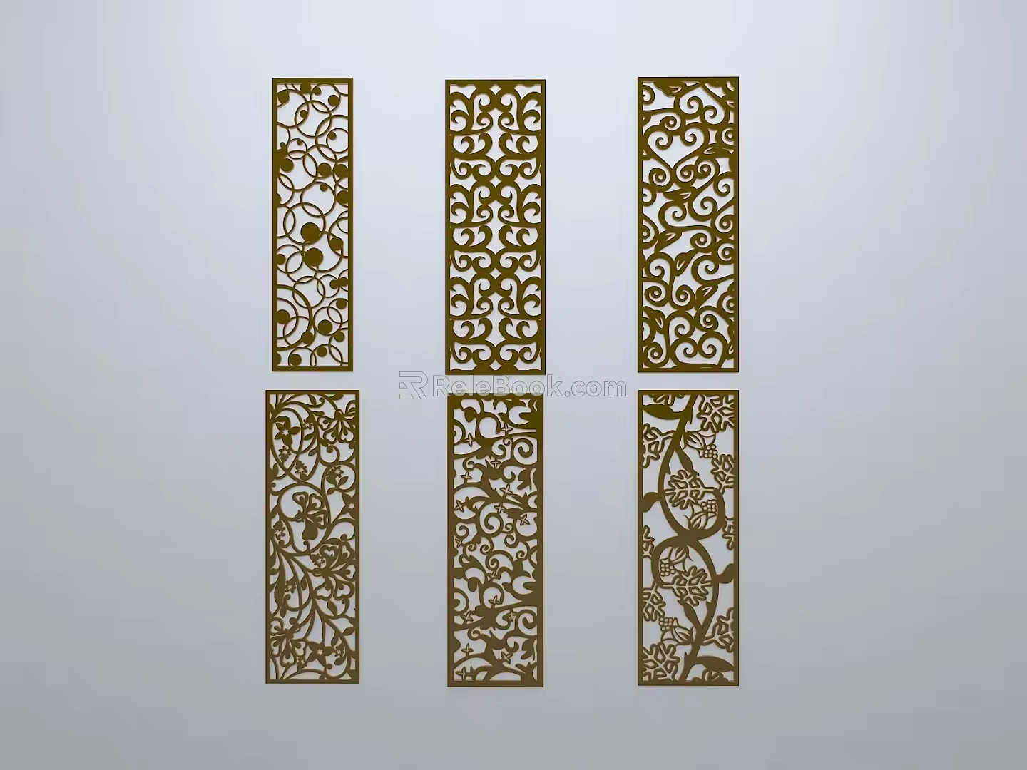 Chinese-style window grilles line silhouette pane window sill border engraved window edge strip construction 3d model
