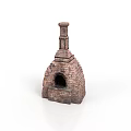 Rustic Brick Dome Oven With Chimney And Open Front Design 3d model