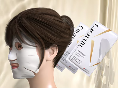 Cerafill Facial Mask Skincare Product For Women With White And Gold Packaging Design 3d model