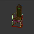 Traditional Chinese Style Wooden Leisure Chair With Carved High Backrest And Armrest